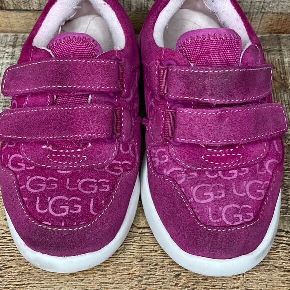 UGG Tygo Pink Fuchsia Suede Sneaker Shoes Velcro Size 8 - Picture 2 of 7